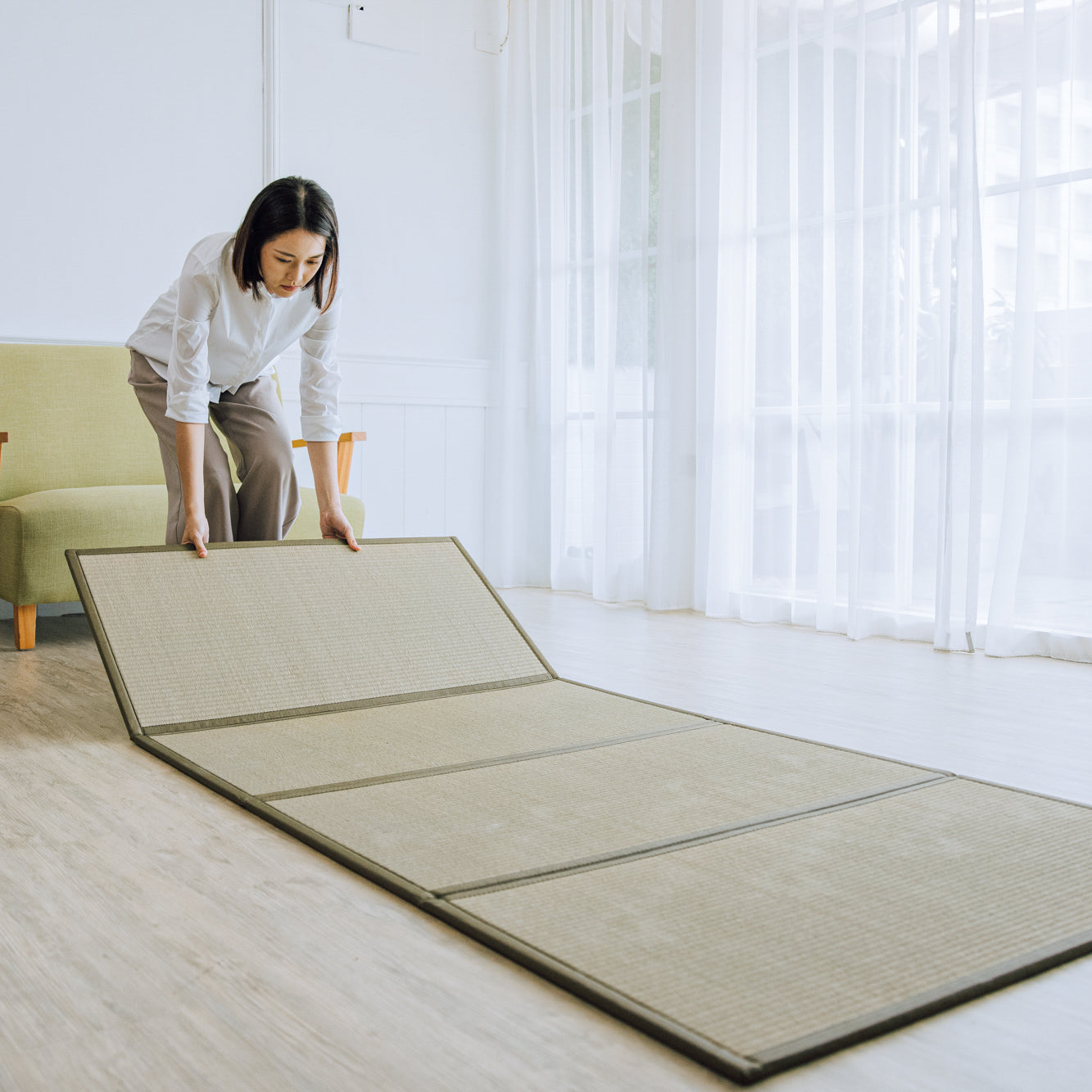 四つ折り畳マットレス (グリーン)