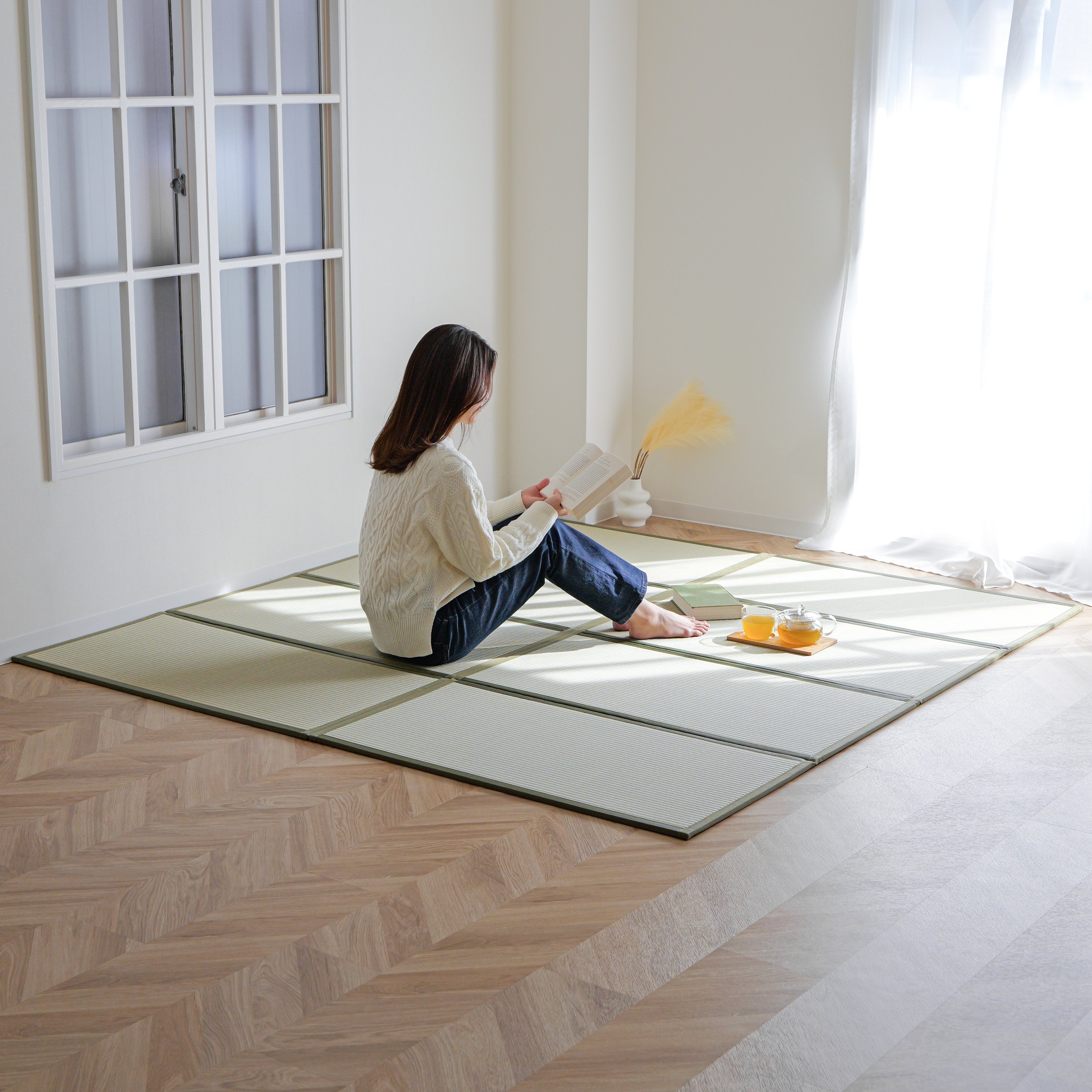 四つ折り畳マットレス (グリーン)