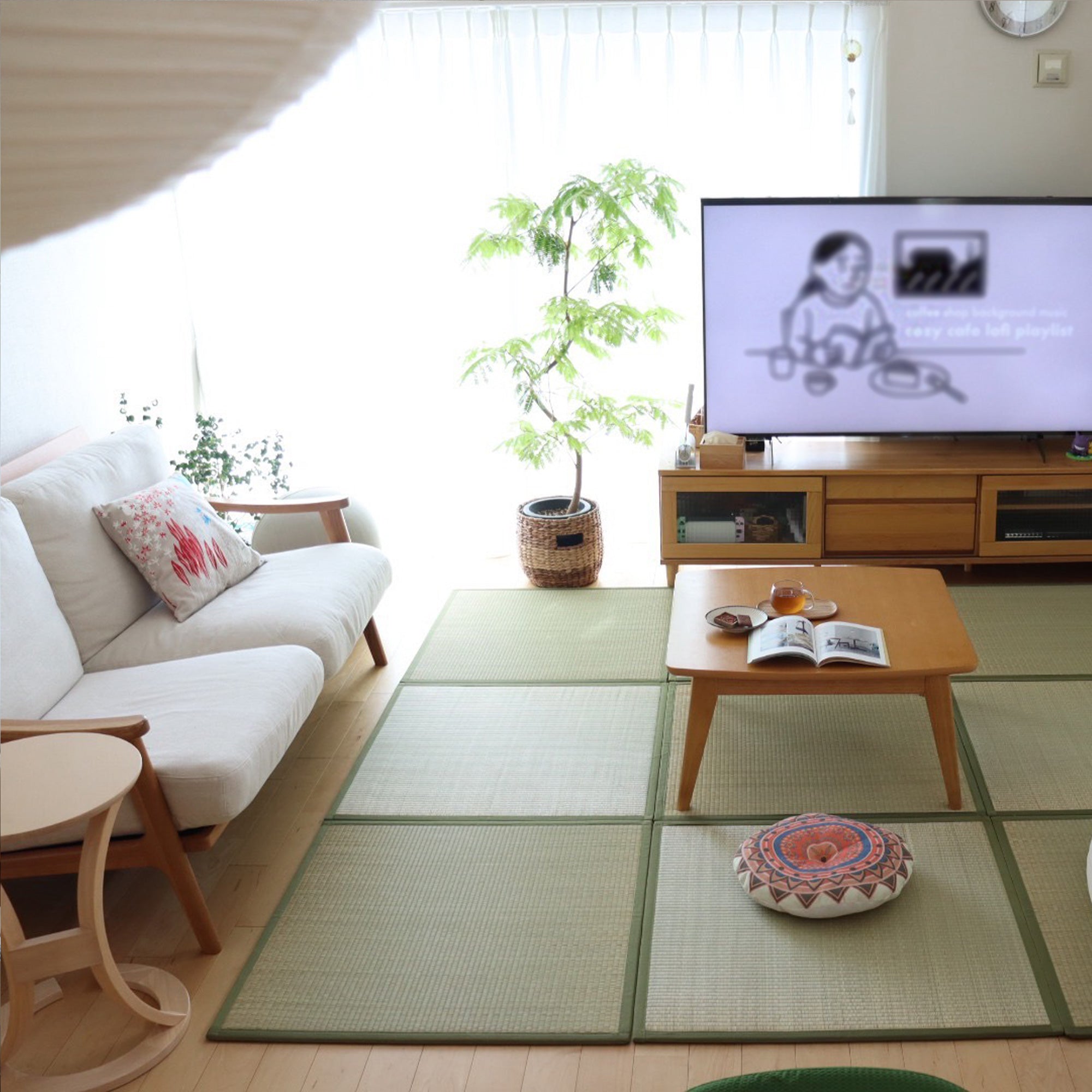 OSHIMAYA｜Orihime Bi-Fold Tatami Mat Natural Igusa – Compact