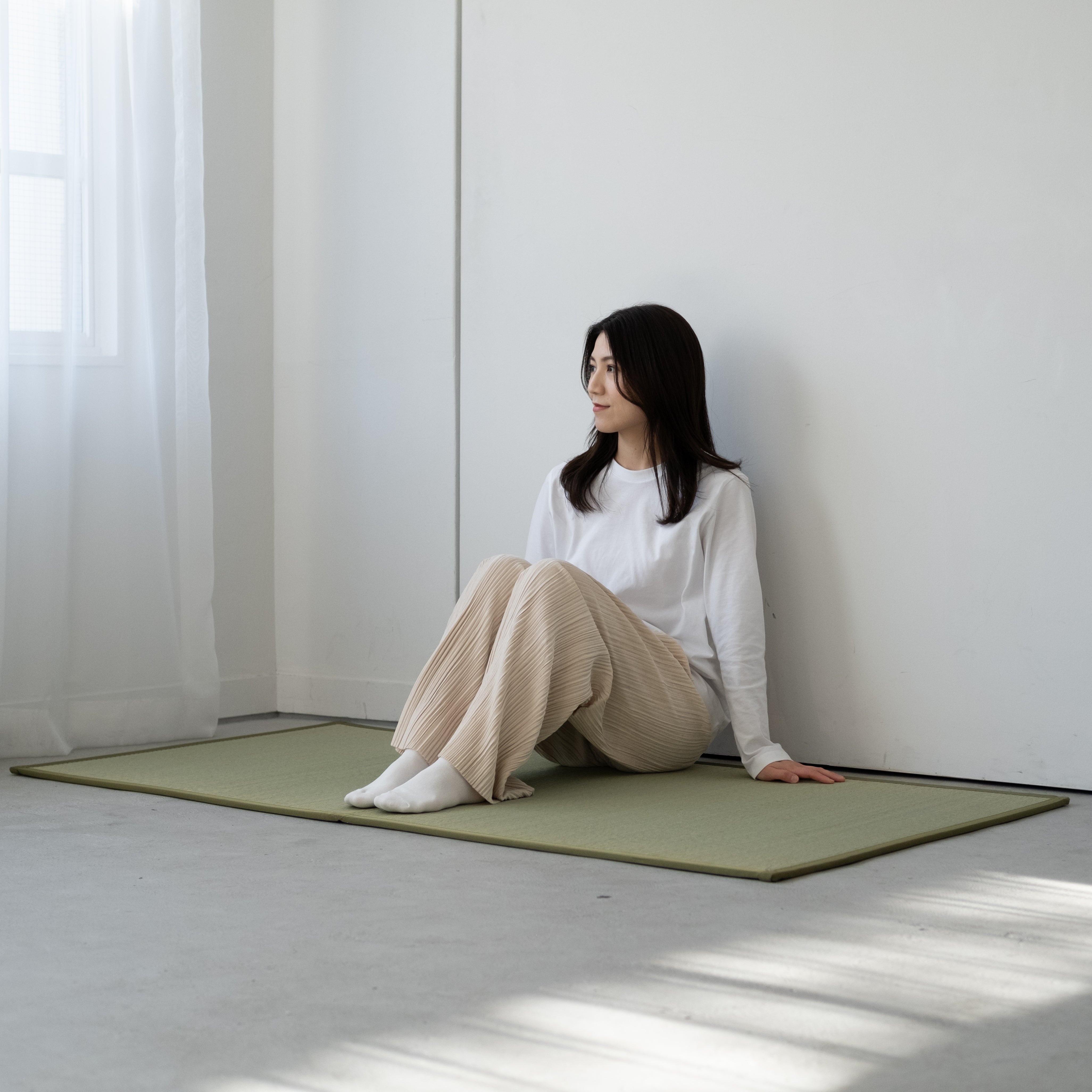 OSHIMAYA | Igusa 4-Layer Tatami Mat [Ao/Kusa] Natural, Foldable