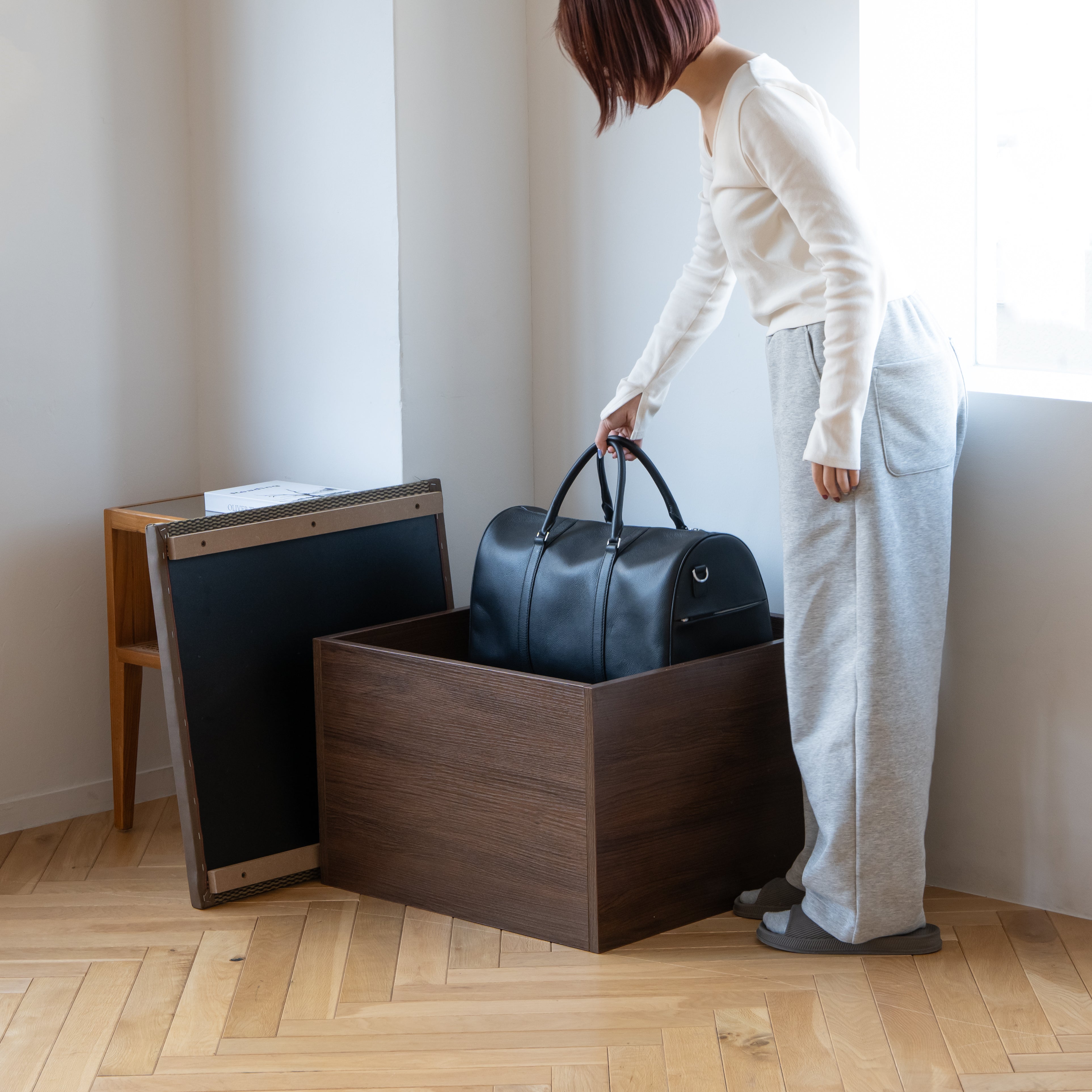 ■大島屋 畳収納ボックス ブラック ハイタイプ い草[法人・事業所限定][直送元][店頭受取不可] 大島屋｜収納ボックス ロータイプ (ナチュラル) 天然い草・収納付き