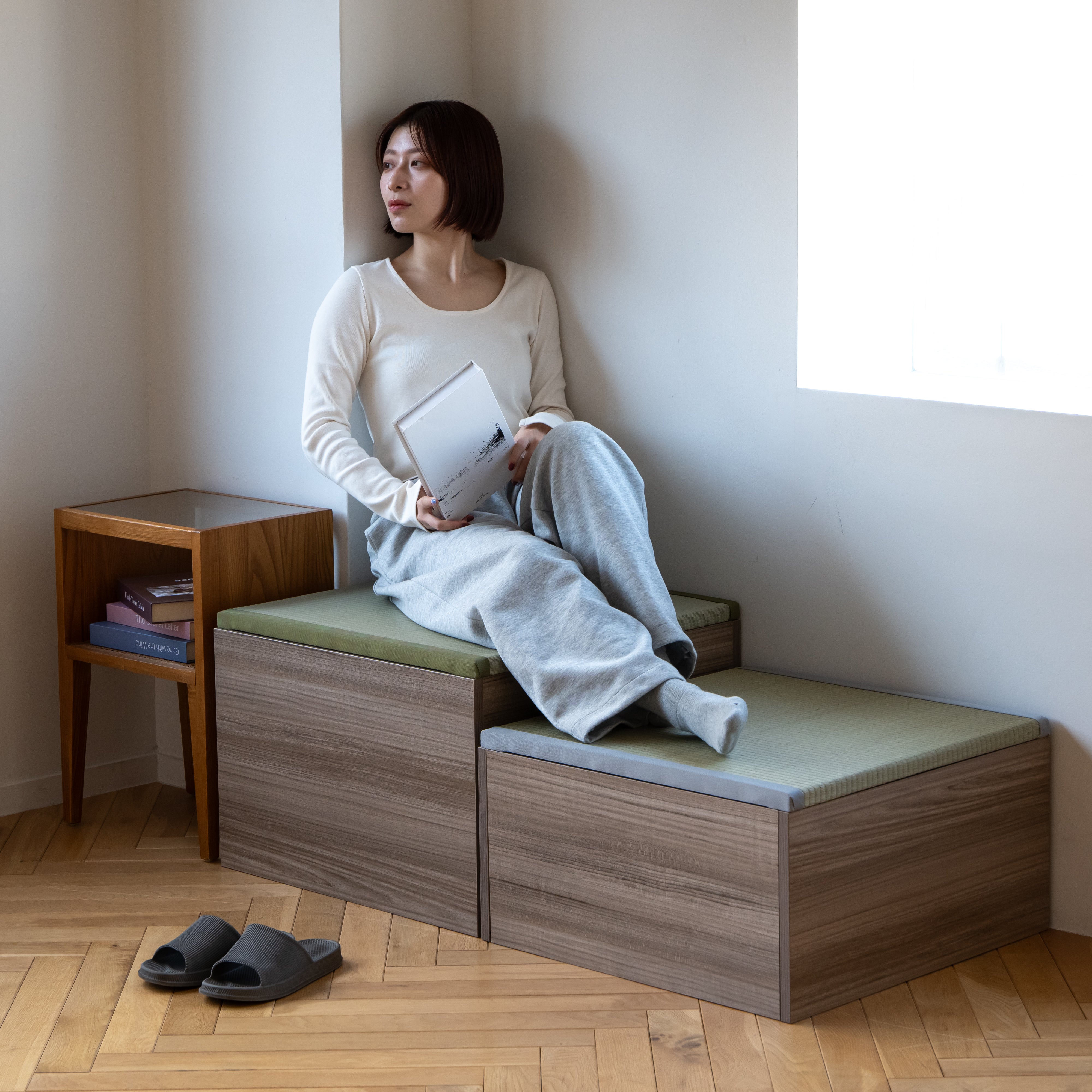 Tatami Storage Stool – High Type (Gray)