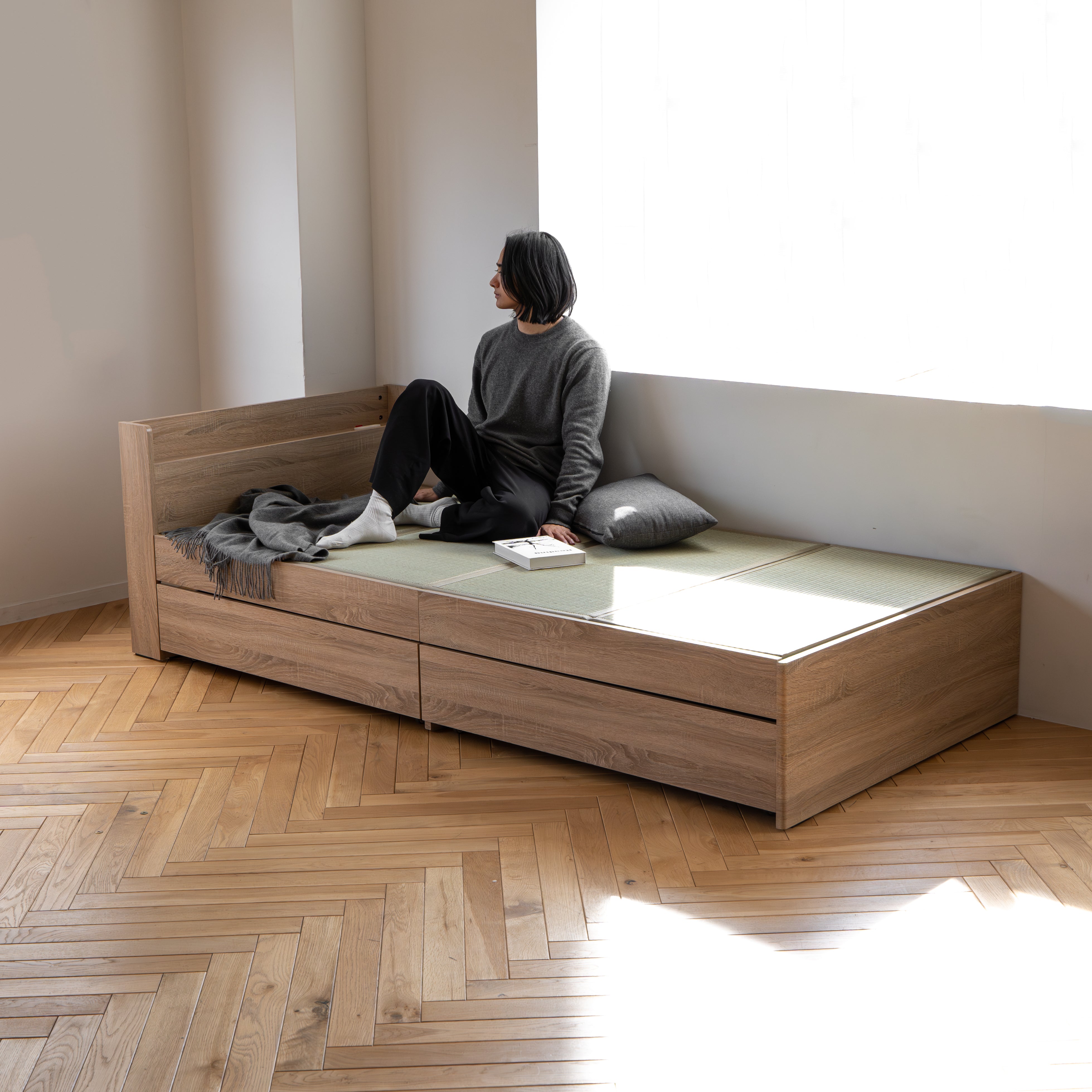 oshimaya 畳ベッド 収納付き 大島屋｜畳ベッド 宮付き (ナチュラル) 収納付きタイプ・ 和モダン