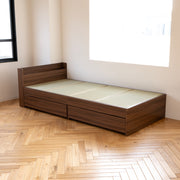 Igusa Tatami Bed (Brown) + Headboard