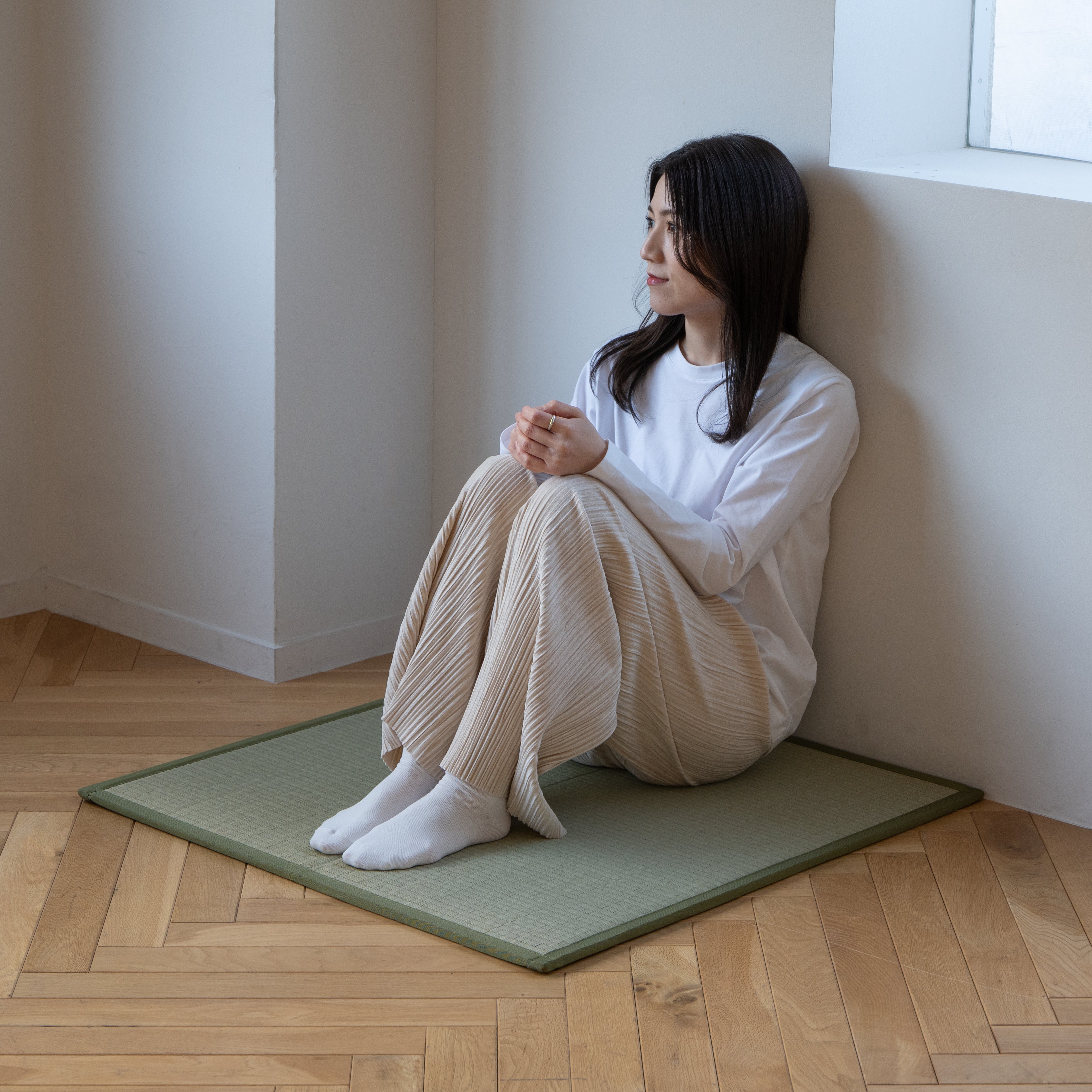 Two-fold tatami mat made of rush grass - Orihime